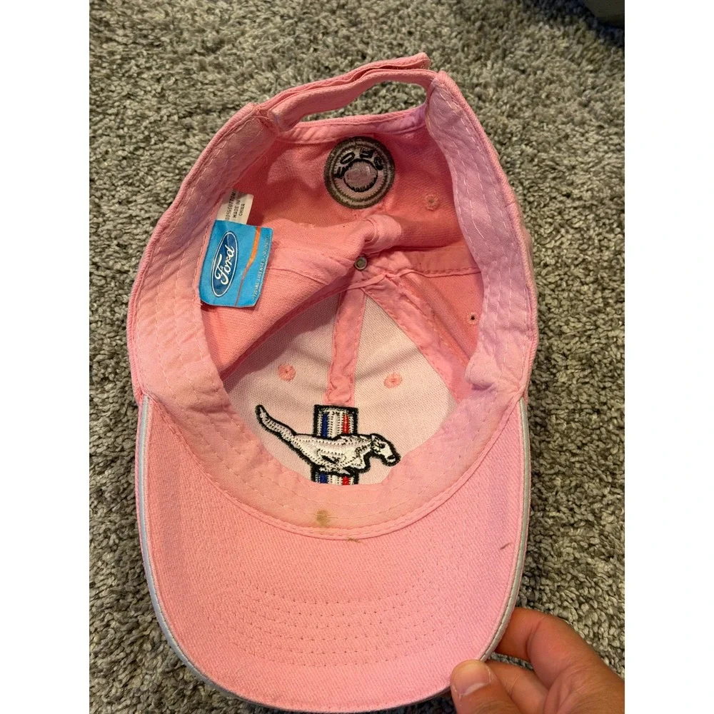 Ford Hat Womens OS Pink Mustang GT Baseball Cap Adjustable Logo Embroidered *
